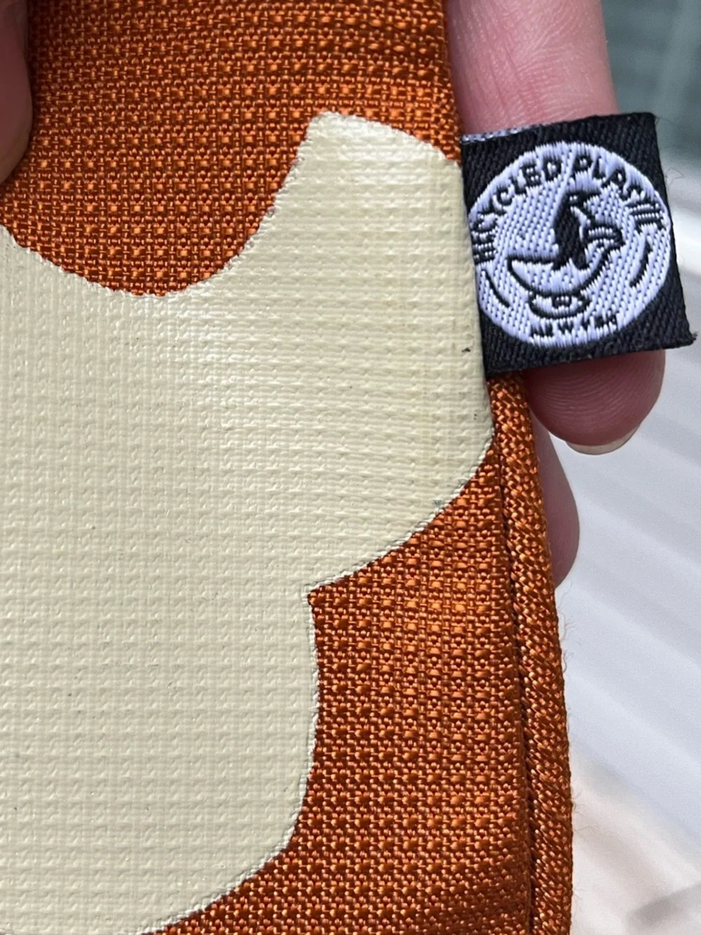 Penguin Print Orange Recycled Plastic Wristlet Clutch Pouch